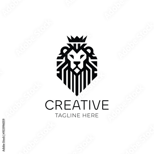 Lion head geometric vector logo design 