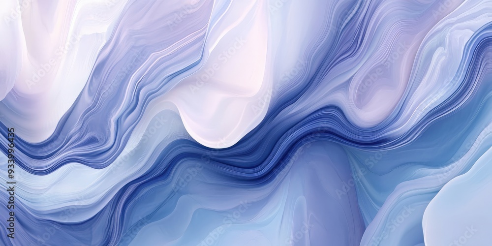 Obraz premium Soft blue and lavender abstract waves in a serene composition