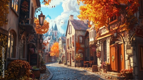 A Charming Cobblestone Street in a Quaint European Town