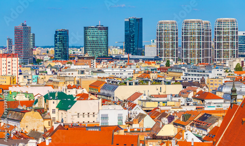 Cityscape of Bratislava, Slovakia, aerial panorama