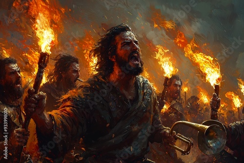 Gideon's Bold Battle: A Dynamic Clash of Torches and Strategy Against the Midianites