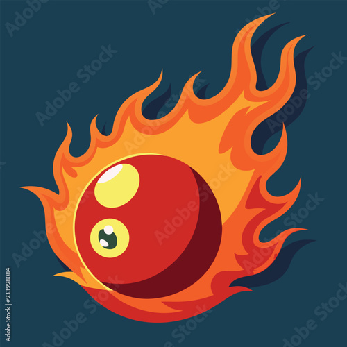 Flaming Pool Ball Vector Design Illustration
