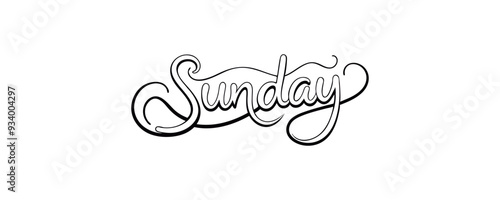 the word Sunday in one line. calligraphic text. Vector illustration