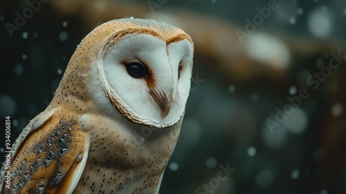 Barn Owl Close-Up in Snow