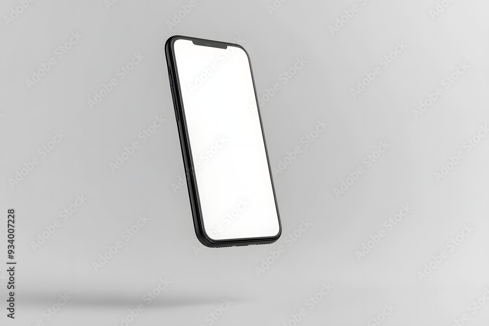 Mock-Up of Mobile Phone with White Screen Floating on White Background Mock-Up of Mobile Phone with White Screen Floating on White Background