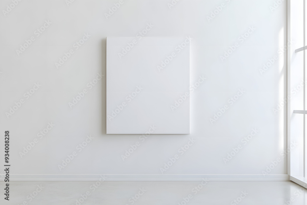 Mock-Up of Blank Art Canvas Hanging on Clean White Wall Mock-Up of Blank Art Canvas Hanging on Clean White Wall
