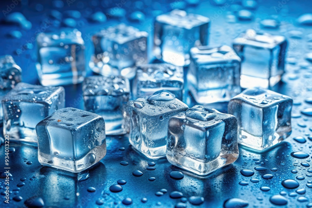 Frozen ice cubes scattered on a clear background, providing a refreshing and cooling texture, perfect for visual representations of summer drinks, relaxation, and revitalization. Frozen ice cubes scattered on a clear background, providing a refreshing and cooling texture, perfect for visual representations of summer drinks, relaxation, and revitalization.