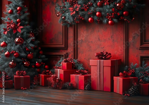 Christmas Decorations and Christmas Boxes in the Background	