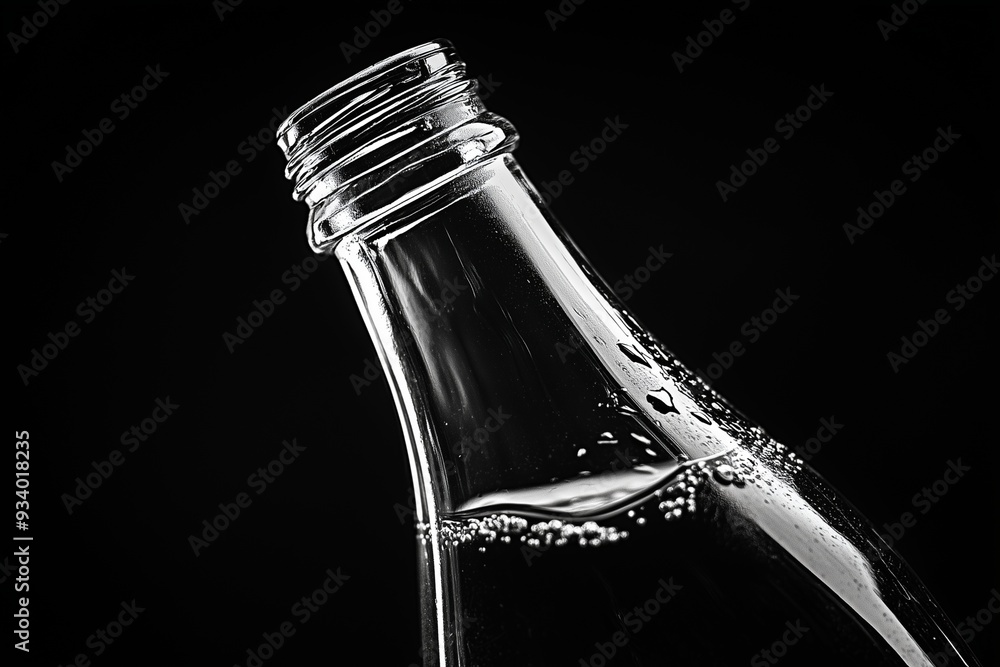 HD JPG File of Black and White Glass Bottle, Strong Contrast