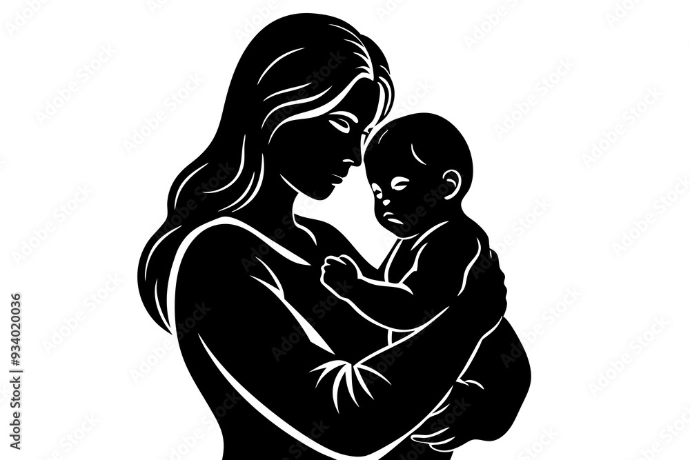A realistic mother and baby logo design A realistic mother and baby logo design