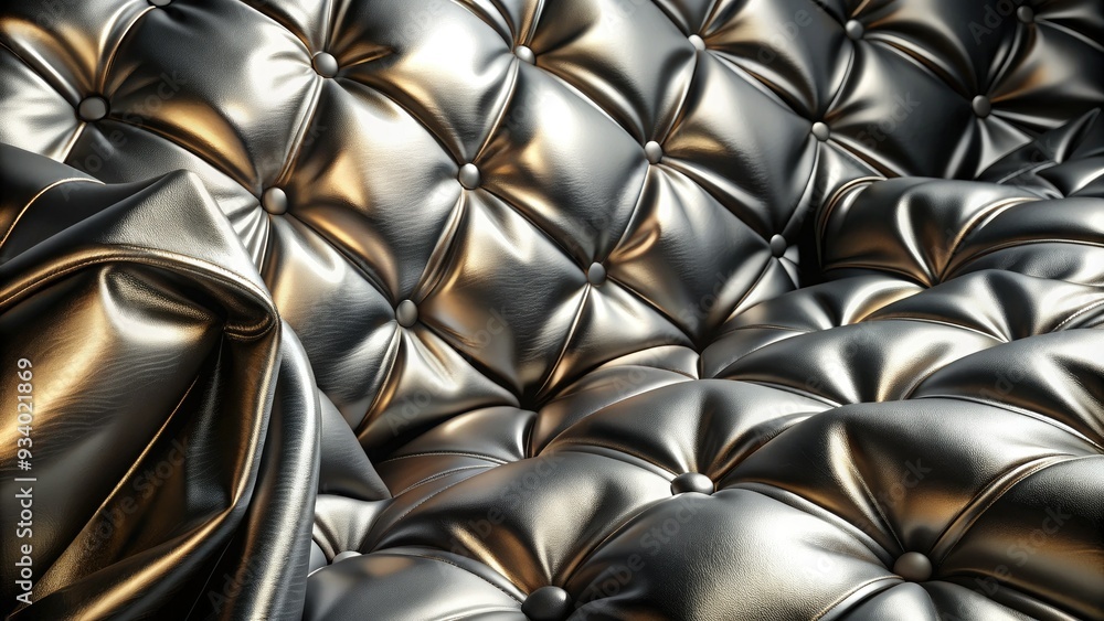 Glossy metallic texture merged with supple black leather, creating a luxurious and edgy fusion of modern style and industrial chic in a futuristic aesthetic. Glossy metallic texture merged with supple black leather, creating a luxurious and edgy fusion of modern style and industrial chic in a futuristic aesthetic.