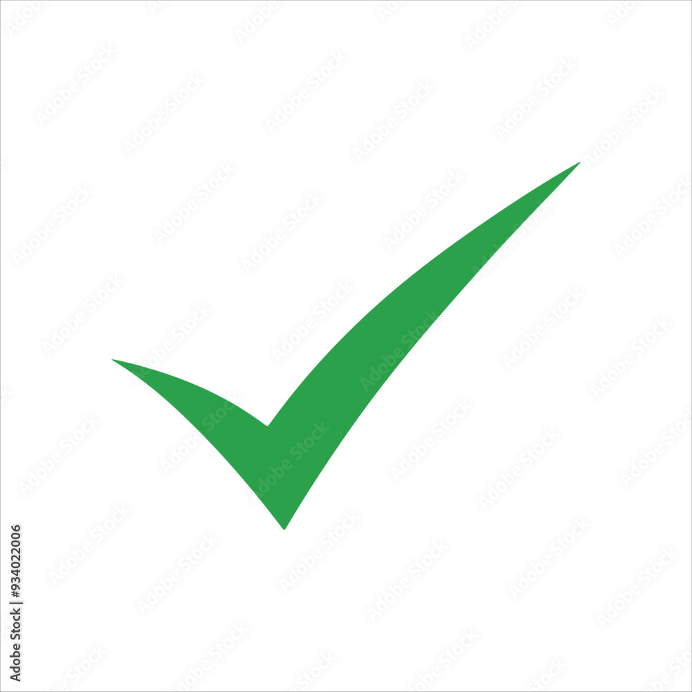 Green check mark icon silhouette vector illustration design on white background. Green check mark icon silhouette vector illustration design on white background.
