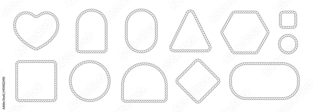 Rope frames elements set isolated on white background. Rope frames elements set isolated on white background.