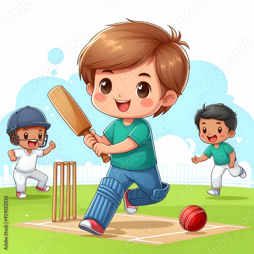 children playing cricket 