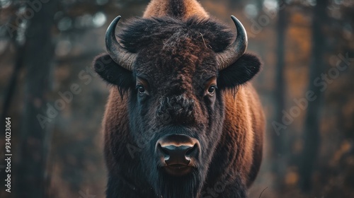 Bison Close-Up in a Forest