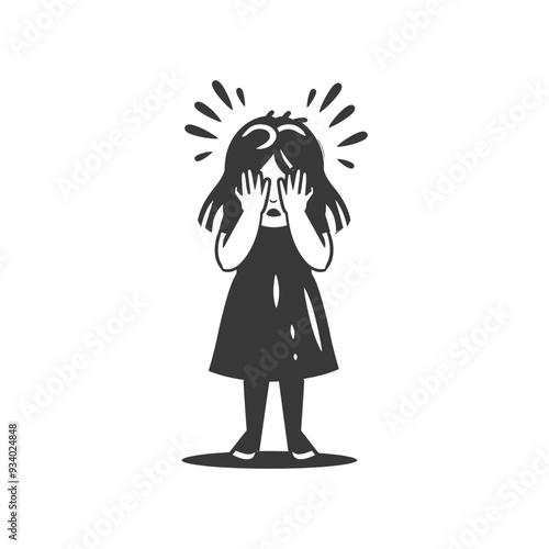 A Little Girl Covering Her Eyes With Her Hands