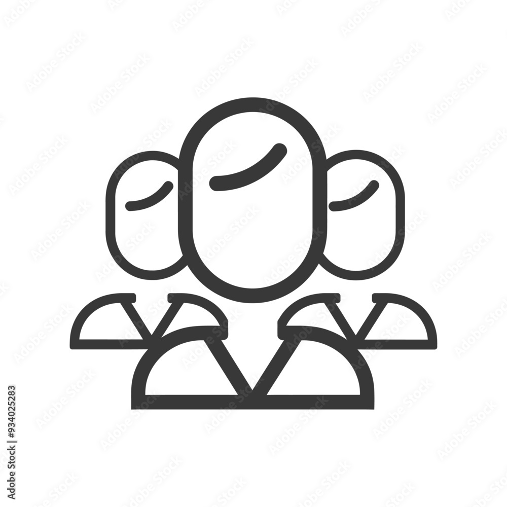 A group of three stylized human figures in a line