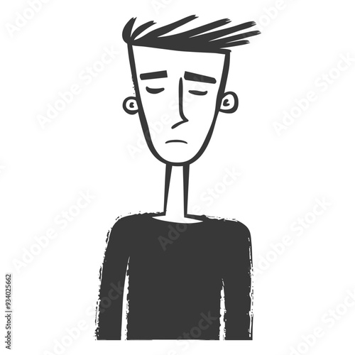A hand drawn illustration of a man with a sad expression