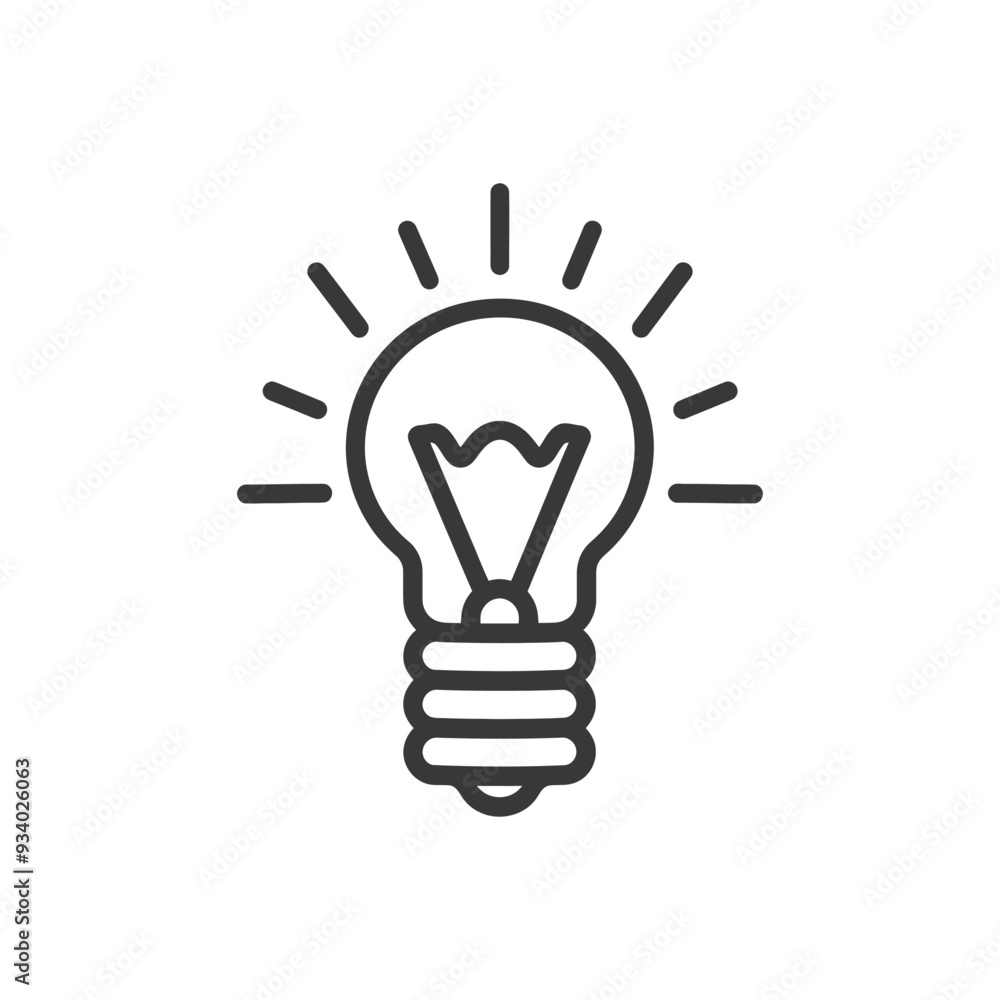 A Light Bulb Icon With Rays Representing Illumination A Light Bulb Icon With Rays Representing Illumination