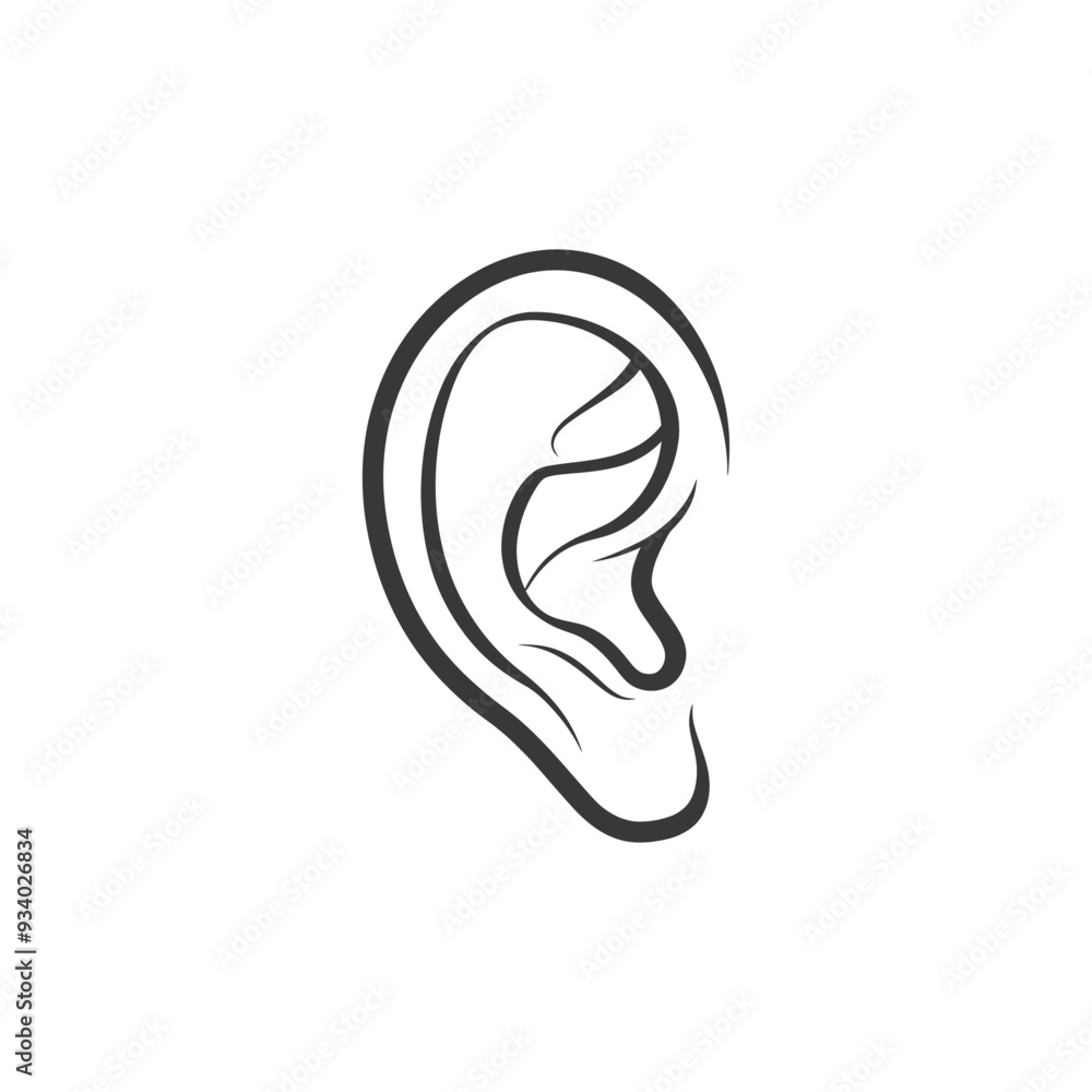 A Line Drawing of a Human Ear in Profile A Line Drawing of a Human Ear in Profile