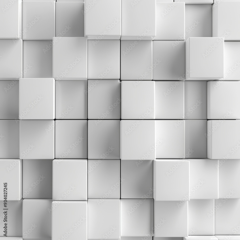 Random shifted rotated white cube boxes block background wallpaper banner with copy space Random shifted rotated white cube boxes block background wallpaper banner with copy space
