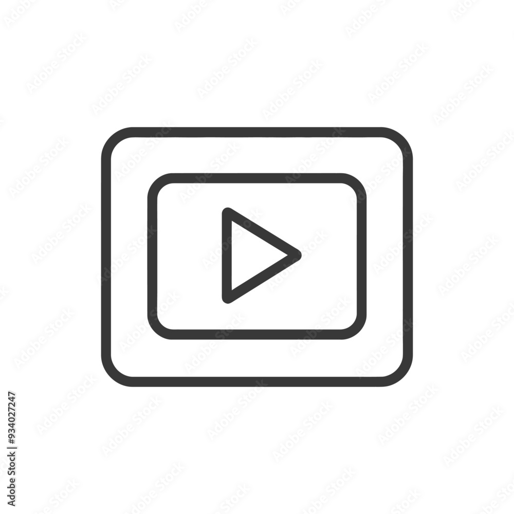 A line drawing of a play button inside a rectangle A line drawing of a play button inside a rectangle