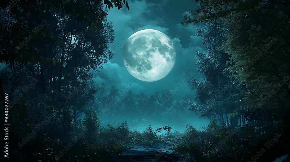 Full Moon Over a Mystical Forest Full Moon Over a Mystical Forest
