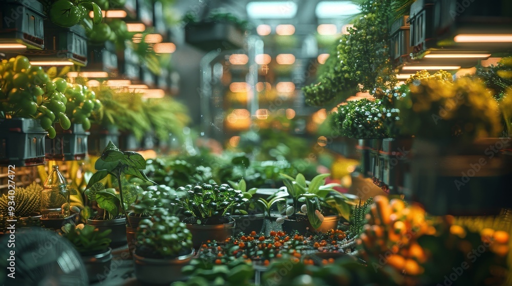 A vibrant indoor garden filled with a variety of plants, showcasing lush greenery and fresh produce. A vibrant indoor garden filled with a variety of plants, showcasing lush greenery and fresh produce.