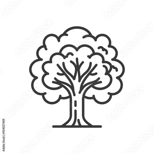 A Line Drawing of a Tree with a Thick Trunk and Branches