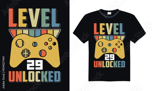 Level 29 unlocked - Video Gamer T Shirt Design, Modern calligraphy, Typography Vector for poster, banner, flyer and mug.