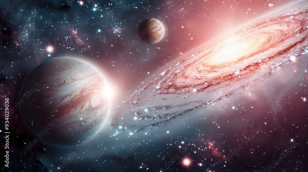 A cosmic landscape with interacting galaxies merging in a cosmic dance, revealing the secrets of galactic evolution A cosmic landscape with interacting galaxies merging in a cosmic dance, revealing the secrets of galactic evolution