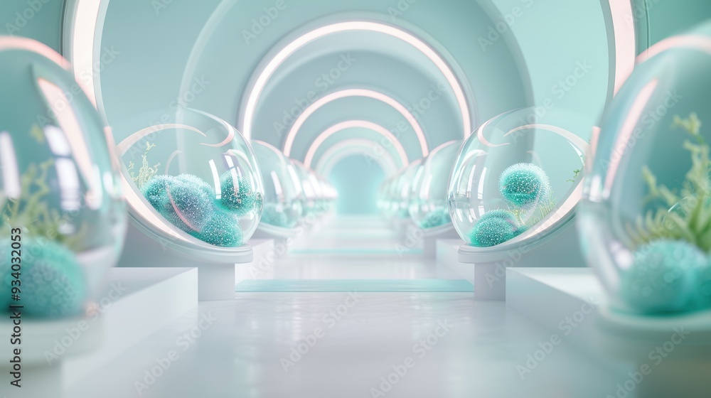 A futuristic lab where stem cells regenerate damaged tissues with transformative results