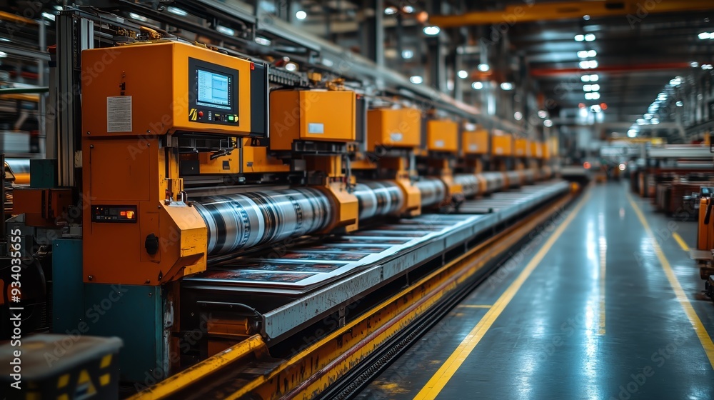 A newspaper being printed on a modern industrial printing press. The image captures the dynamic process with vibrant colors and clear text as the newspaper rolls through the machinery. A newspaper being printed on a modern industrial printing press. The image captures the dynamic process with vibrant colors and clear text as the newspaper rolls through the machinery.