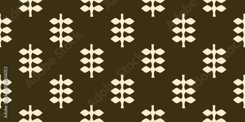 Elegant pattern small leaves motif seamless folliage background. Modern geometric style fabric design textile swatch easy to recolor allover print block. Minimal vector graphic.