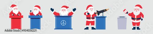 Vector set of Santa Claus on election isolated.
