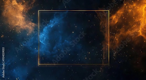 Nebula Dust with Golden Frame - AI generated illustration