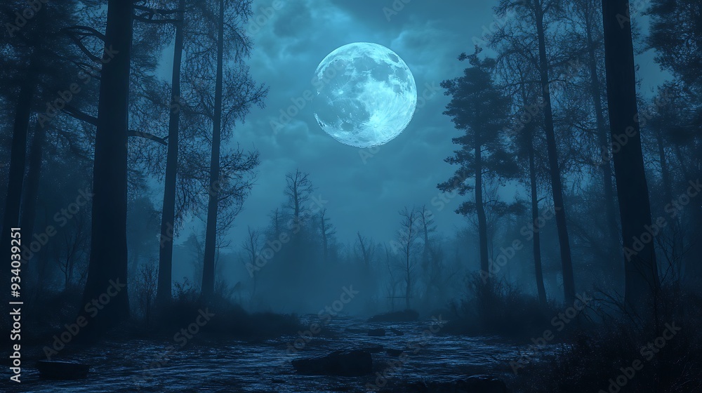 Fototapeta premium Mystical Moonlight Forest