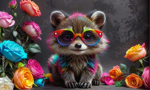 Cute Raccoon with Glasses