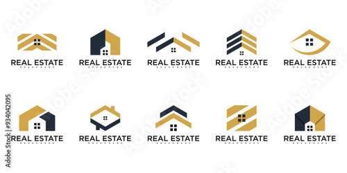 Real estate design template logo for construction architecture building. Premium Vecor