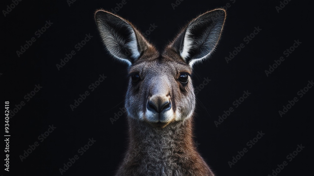 Kangaroo Portrait Against a Dark Background Kangaroo Portrait Against a Dark Background
