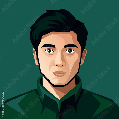 illustration of a serious man in a uniform. Vector illustration in color.