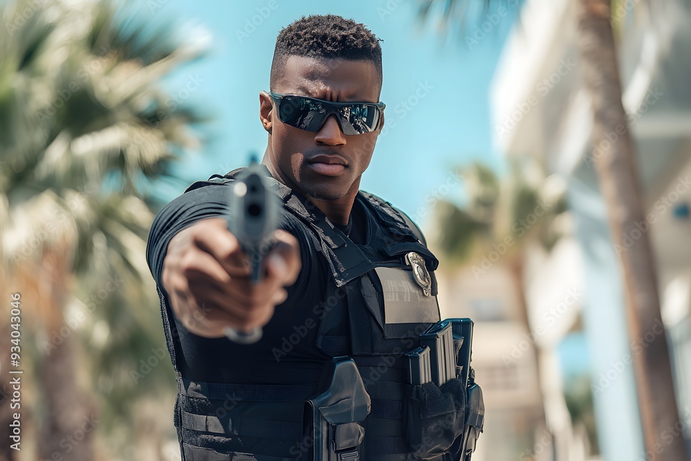 Fototapeta premium Black police officer