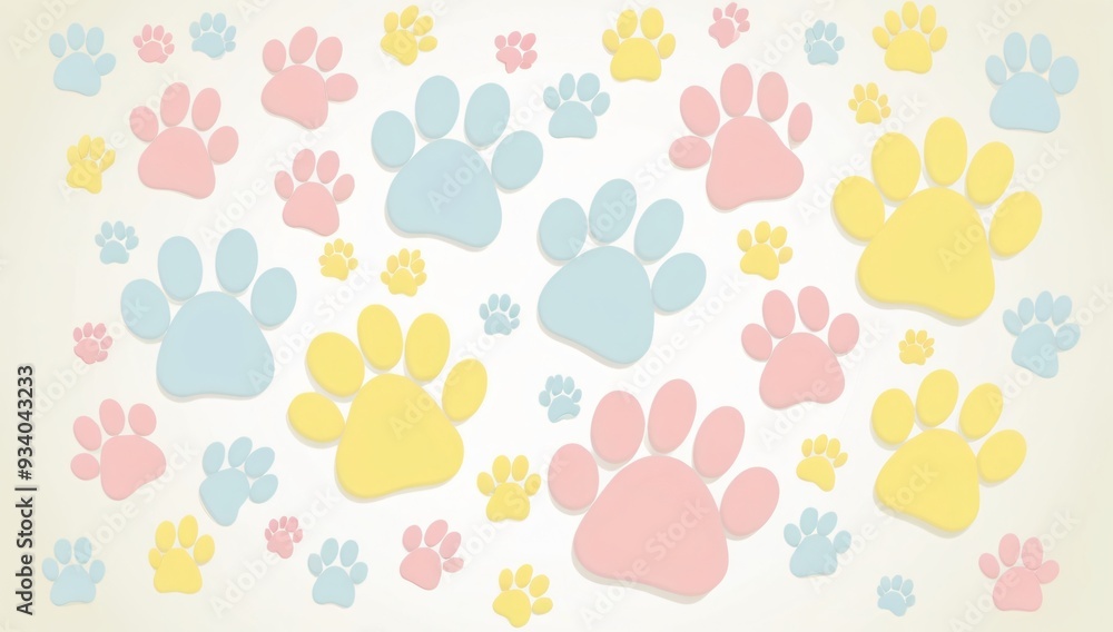 background pattern of colorfull cute paw background pattern of colorfull cute paw