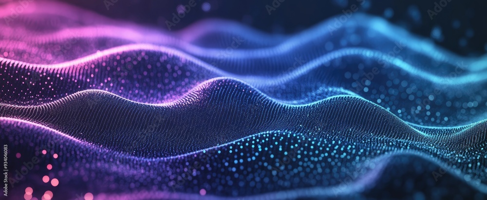 Abstract gradient hologram dynamic wave of particles. Digital technology background Abstract gradient hologram dynamic wave of particles. Digital technology background