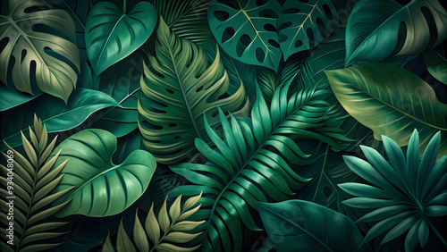 Wallpaper Mural Tropical palm Leaves summer background Torontodigital.ca