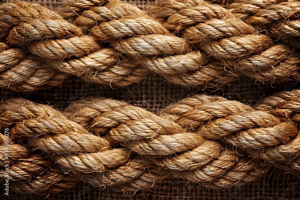 Close-Up of Twisted Natural Fiber Rope on a Textured Background Close-Up of Twisted Natural Fiber Rope on a Textured Background