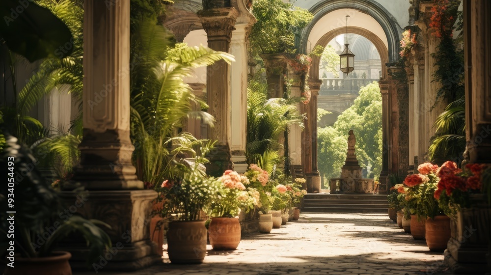 Fototapeta premium Opulent spanish mansion boasting exquisite design elements and luxurious features