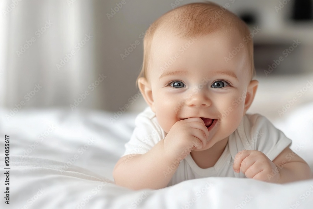 Smiling Baby on Bed Smiling Baby on Bed
