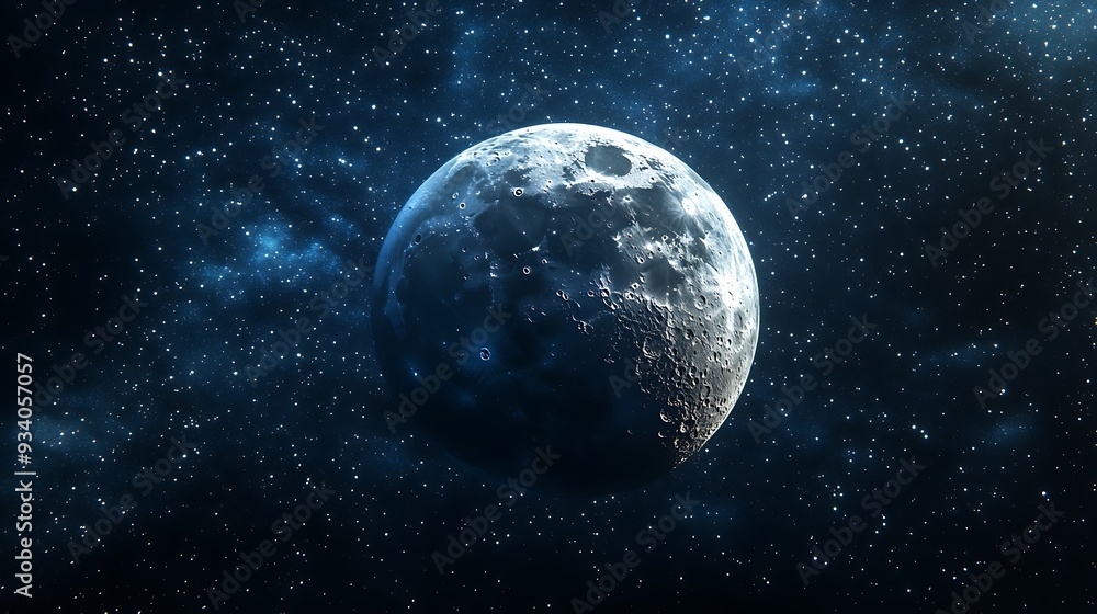 Obraz premium The Moon in a Starry Night Sky