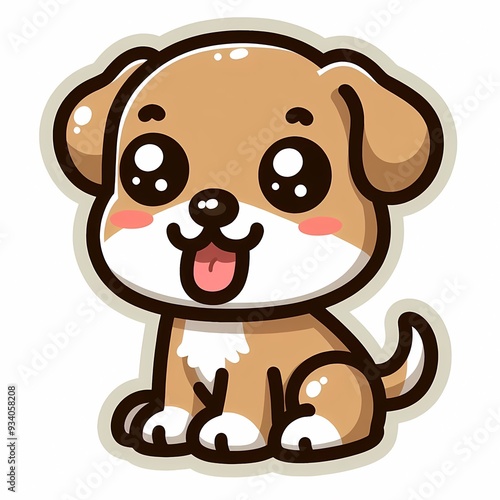 Puppy Cute animated puppy with a happy, energetic expression, against a light background featuring cheerful, abstract patterns and colors that enhance its appeal.